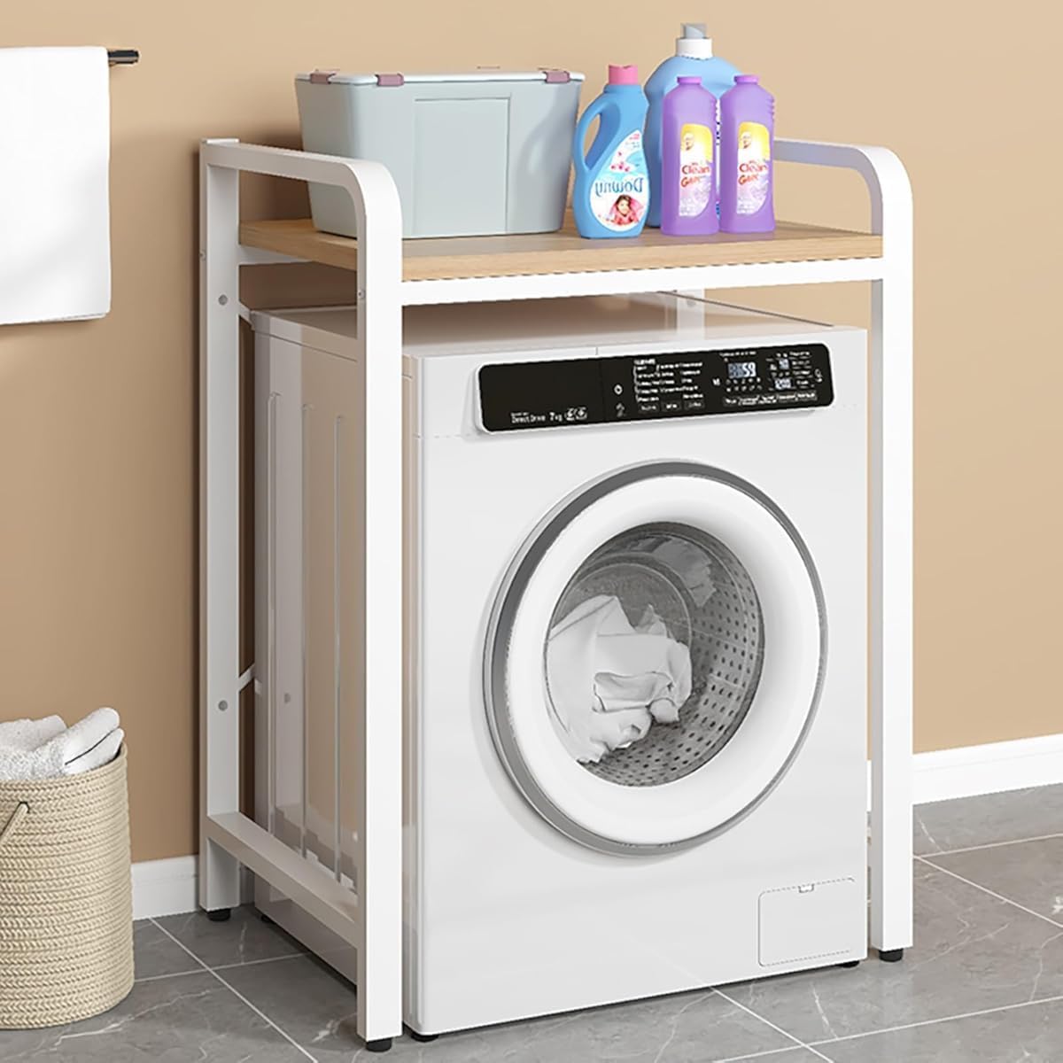 Over Washer and Dryer Shelves,Washing Machine Storage Rack,Drum Washing Machine Cabinet,Storage Rack Over Washing Machine Storage Unit,for Bathrooms Laundry Rooms Balconies(Brown,4