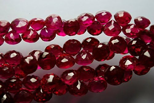 20 pcs of extremely beautiful,super finest,rubelite color corundum micro faceted onion shape briolettes,5-7mm