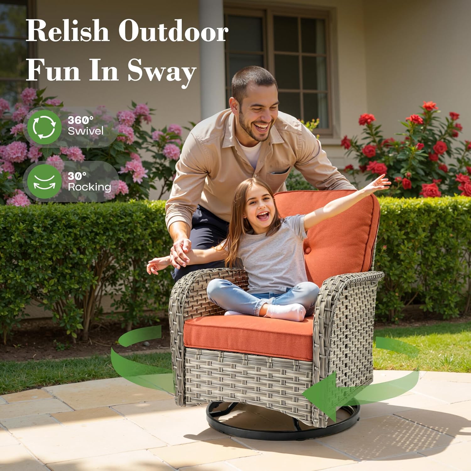 11 Pcs Patio Furniture with Fire Pit Table, Outdoor Rattan Wicker Conversation Set with Glowing Coffee Table, Comfy Sectional Sofa for Porch Balcony Backyard Pool, Orange