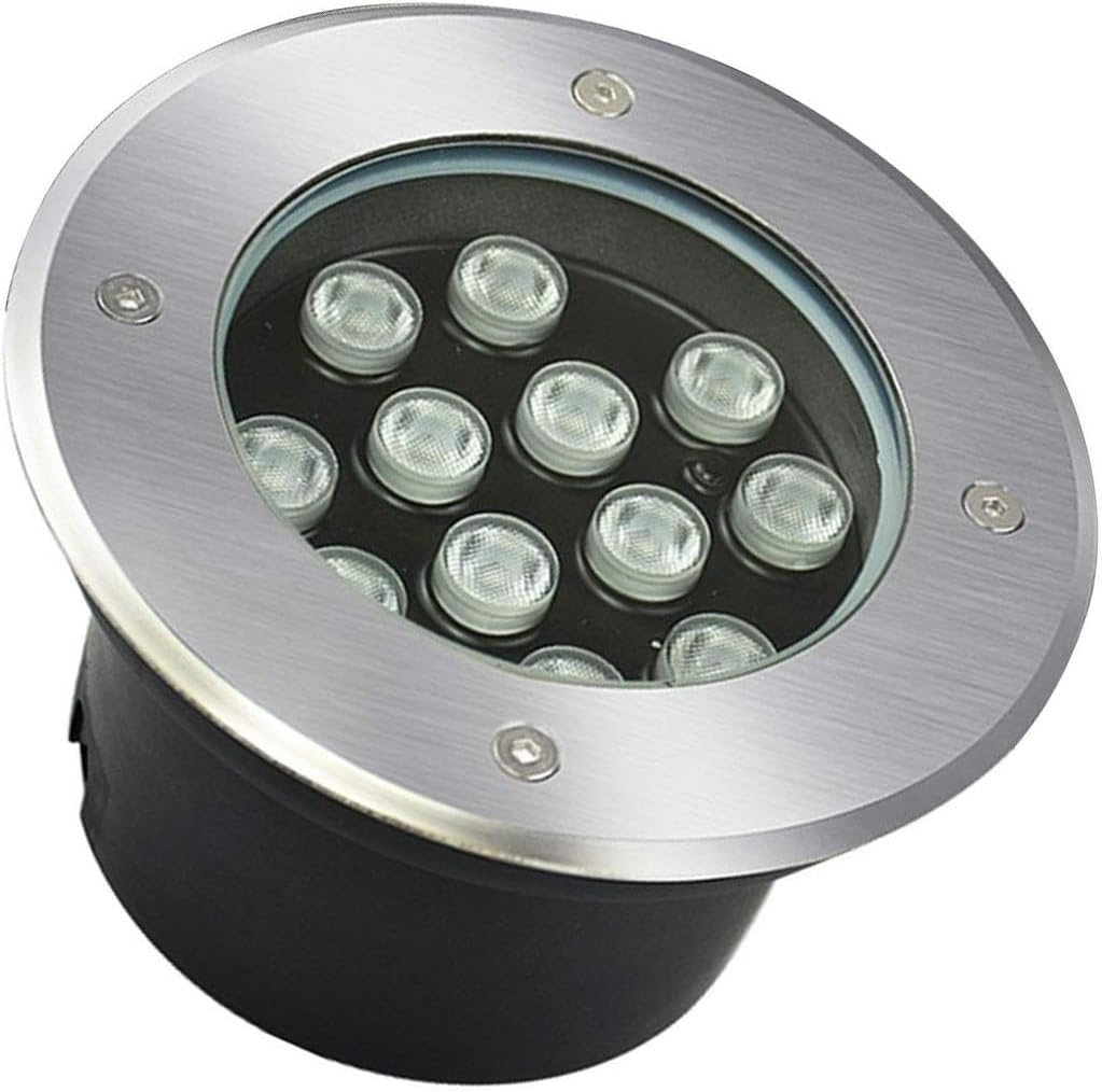 Ground LED Landscape Lights 85-265V Outdoor Floor Spotlight, IP67 Waterproof Underground Light, Round Recessed Spotlight, Decking Lights, Recessed Garden Light(Yellow,36W)