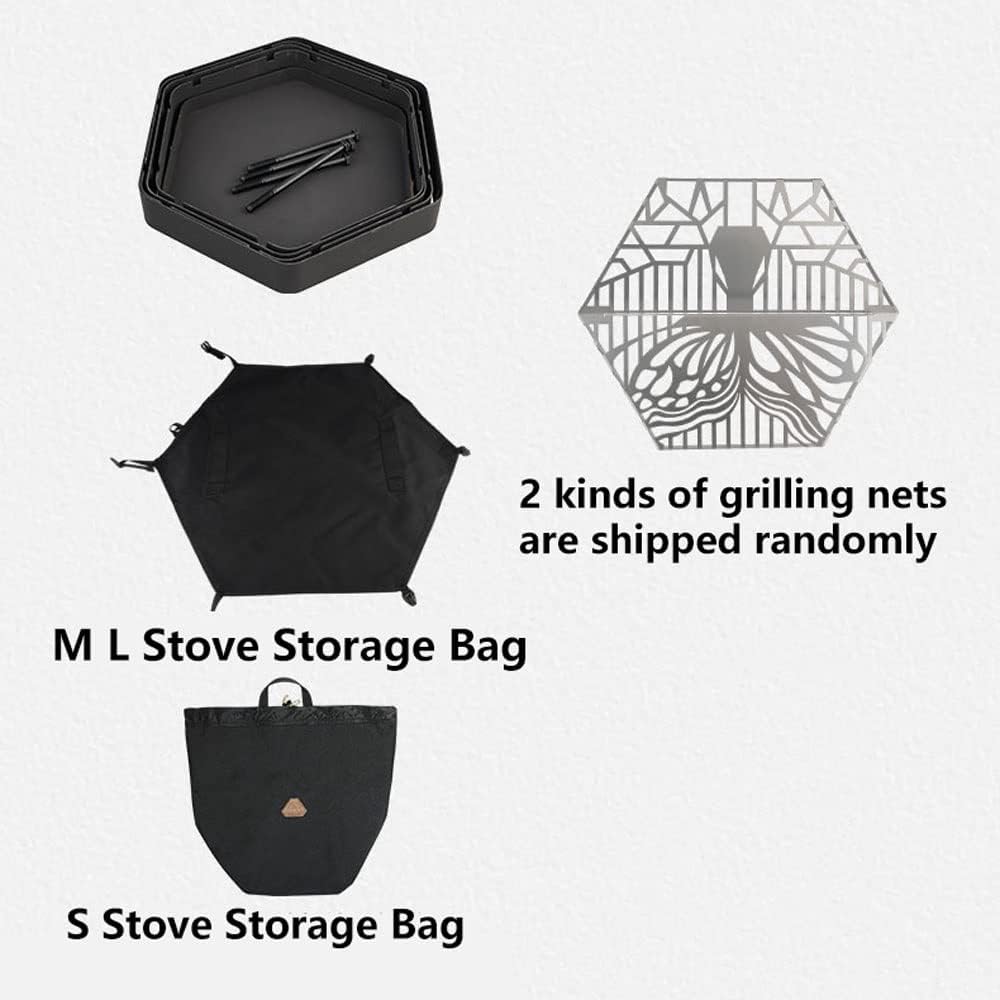 Wood Burning Stove - Portable Bonfire Fire Pit With Stand,Outdoor Firepit & Campfire Grill,for Outside Patio Backyard Cooking Camping(Black,Medium)