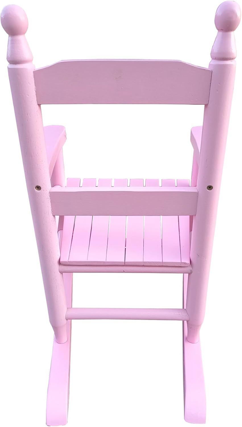i-POOK High Back Wood Rocking Chair for Children, Porch Rocker Chair for Backyard, Fire Pit, Lawn, Garden, Outdoor and Indoor, Light Pink