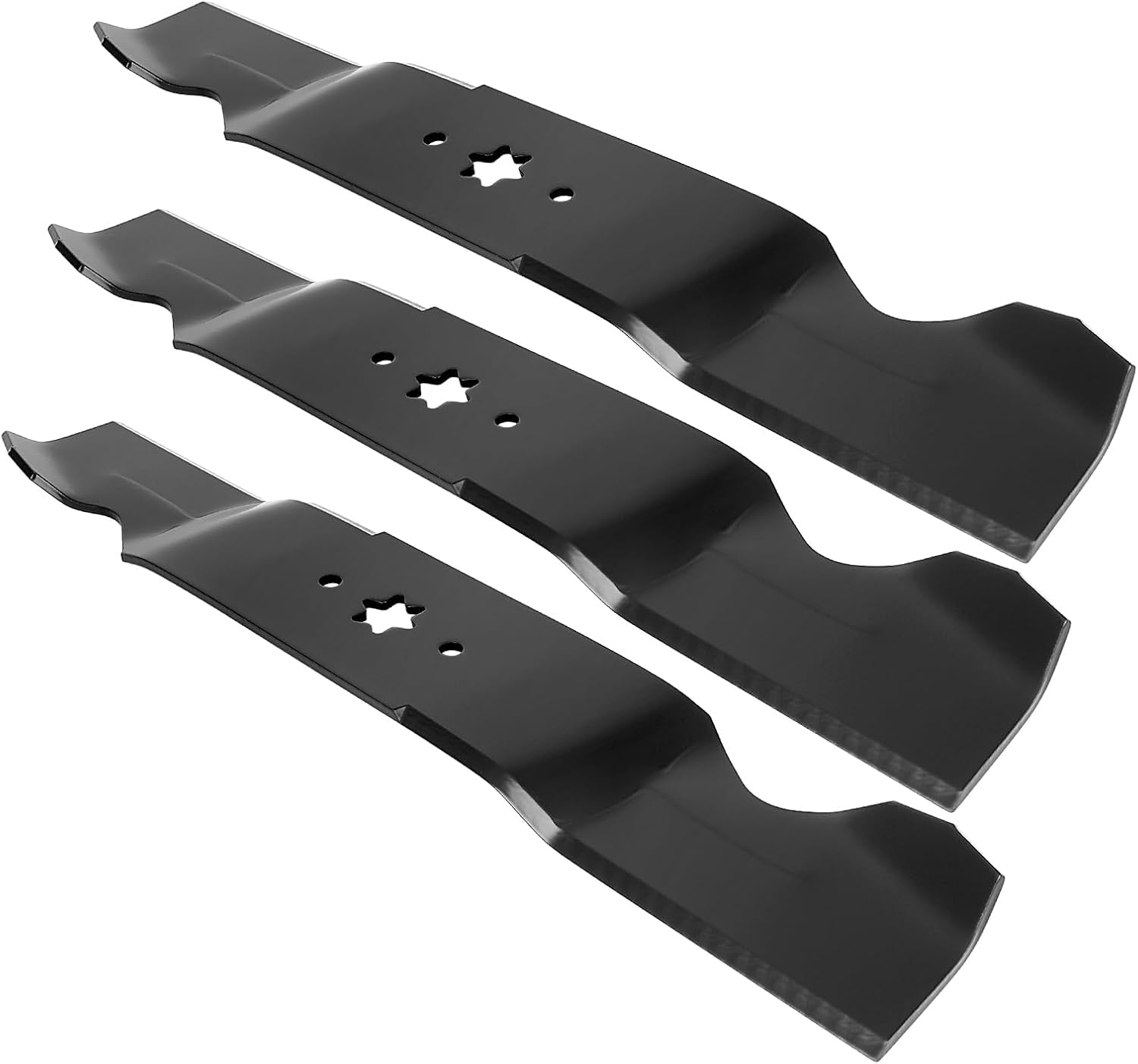 3 Pcs Lawn Mower Blades with 6-Point Star Center, 18-1/2 Inch Length, 3 Inch Width, for Gas-Powered Equipment