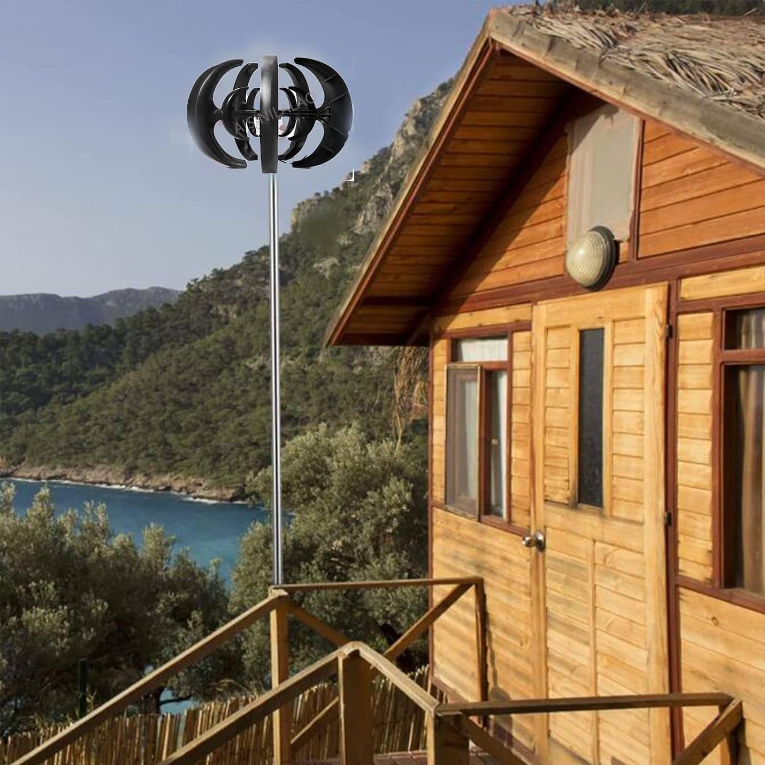 12V/24V Micro Vertical Wind Turbine Kit - Three-Phase Permanent Magnet Generator, Portable DIY Wind Power Solution, Efficient Vertical Axle Design, Black Finish