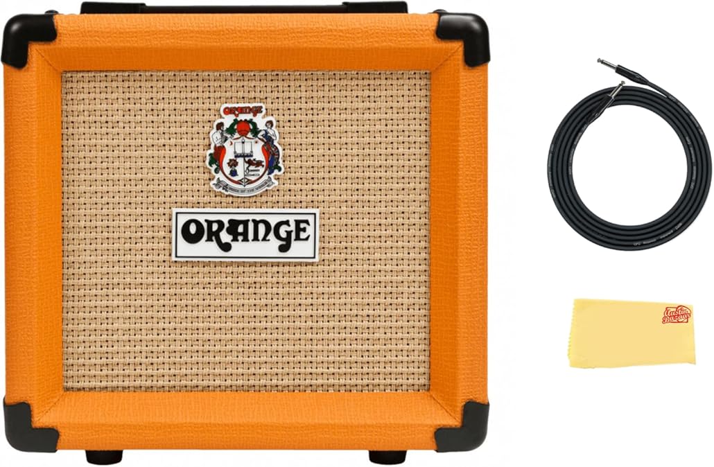 Orange PPC108 1x8-Inch Closed-Back Speaker Cabinet Bundle with Instrument Cable and Austin Bazaar Polishing Cloth