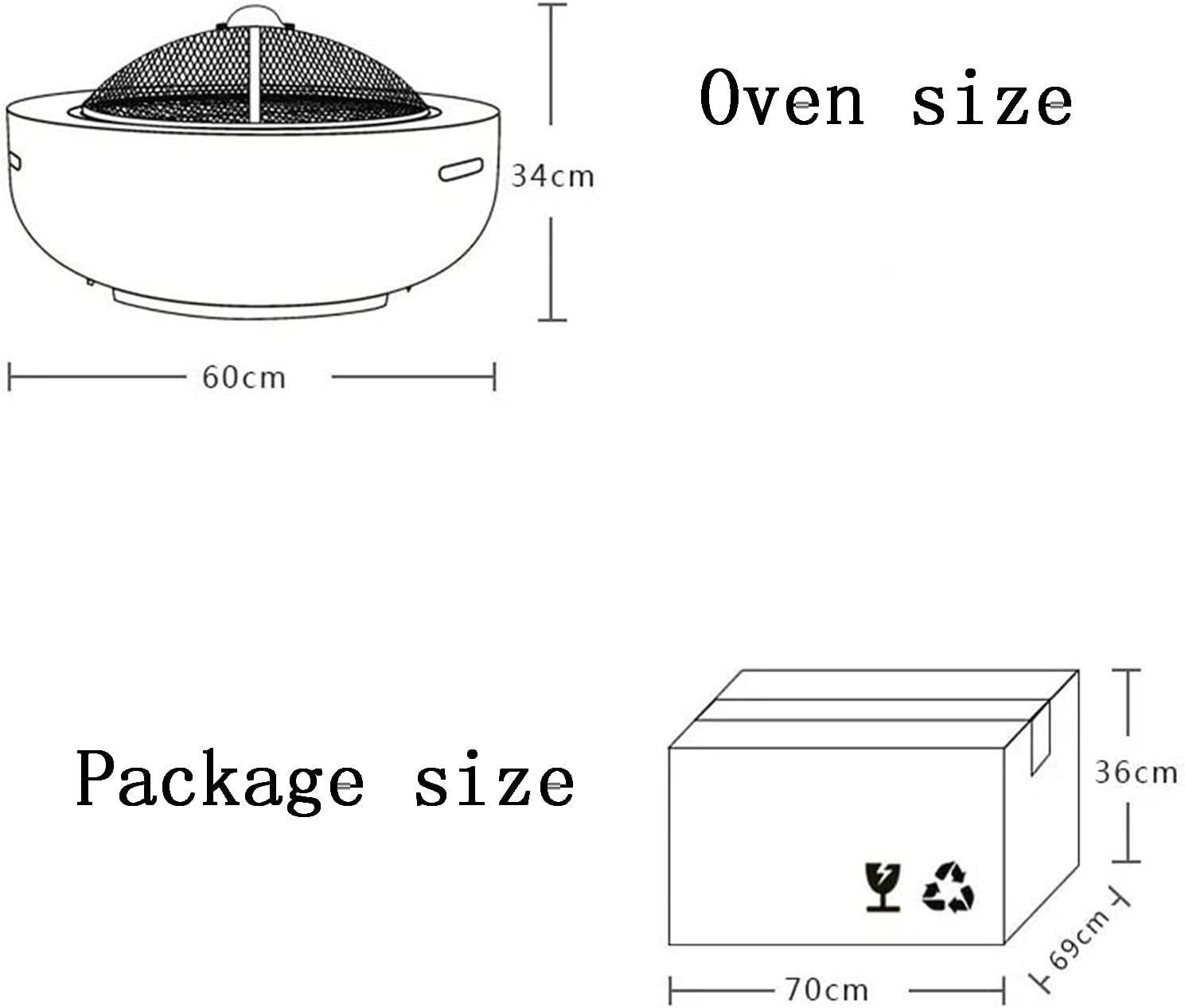 Outdoor Fire Pits Table Top Fire Pit Outdoor Outdoor Heaters Backyard Patio Garden Fireplace BBQ Grill Fire Pit Bowl for Logs Concrete Style for Heating BBQ