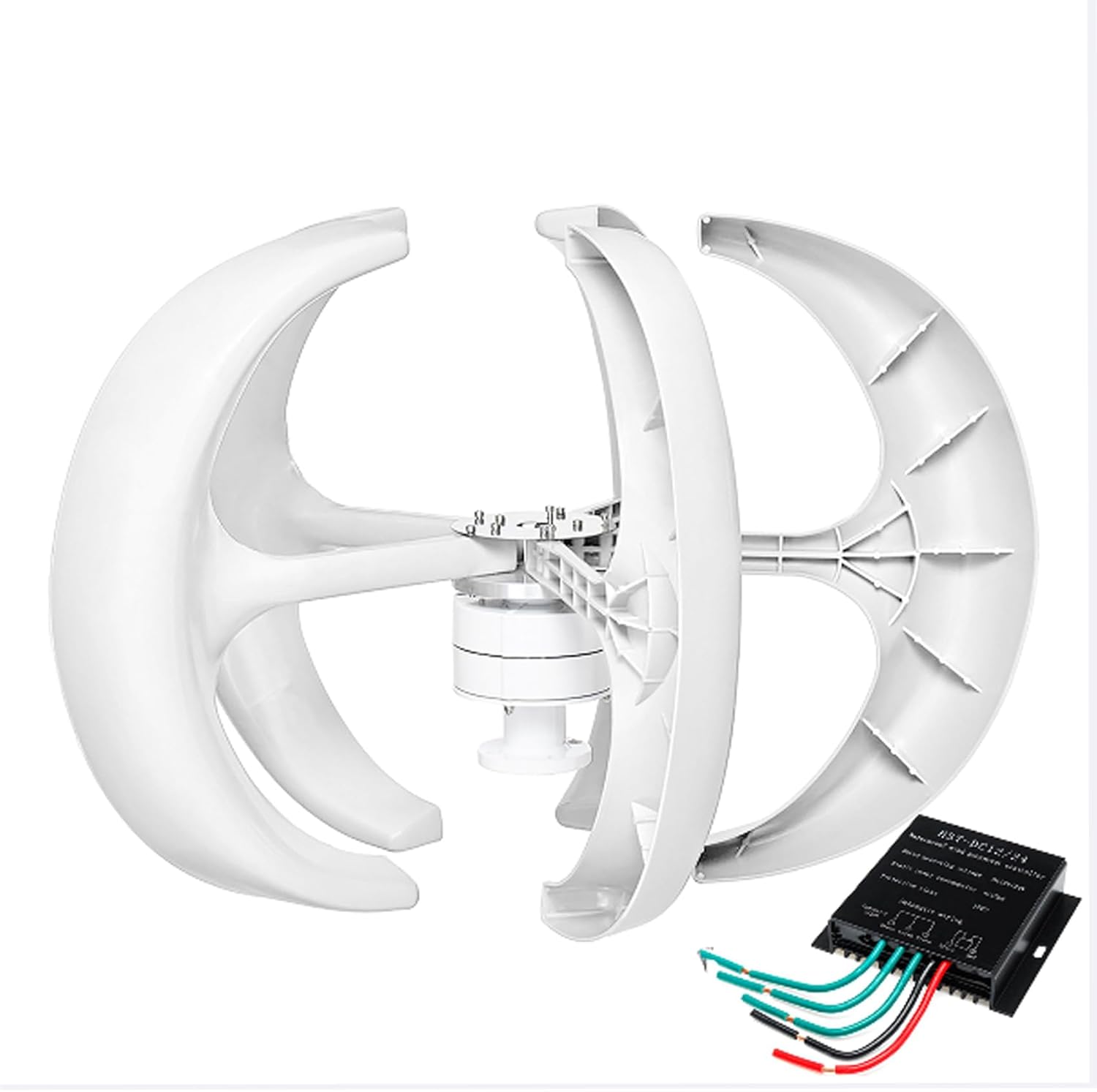 5 Blades No Noise Vertical Wind Generator,9000W 12V 24V 48V 220V Low Start-Up Wind Speed with Controller Hybrid Suitable for Streets/Gardens