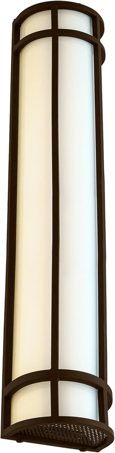 Sunlite 81436 24” LED Outdoor Mission Style Light Fixture, Half Cylinder Wall Sconce, Adjustable 3 CCT 3000K-5000K, 23 Watts, 1200 Lumens, Non-Dimmable, Black Frame, for Porches, Garage & Entryways