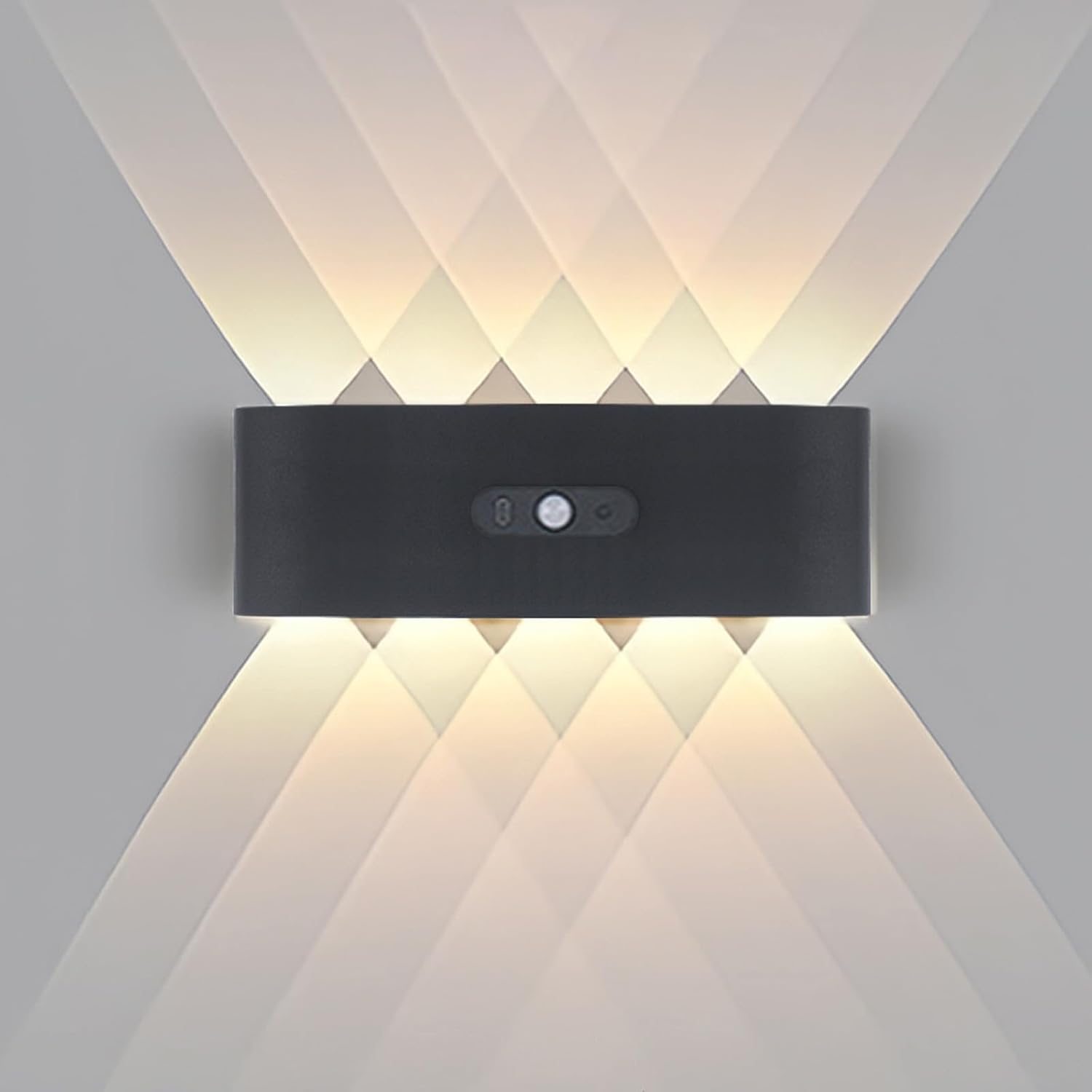 LED Outside Garden Wall Lights Indoor/Outdoor Long StripLED Battery Powered Wall Light with Motion Sensor Wall Lamp Up and Down Indoor Wall Sconce USB