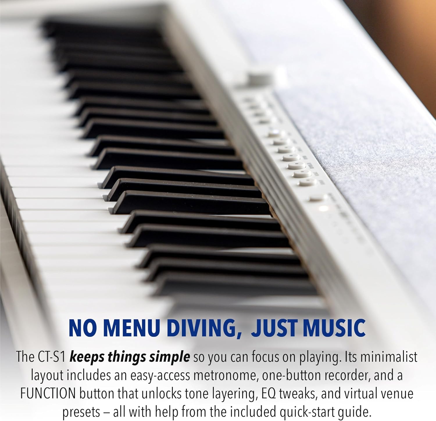 Casio Casiotone CT-S1 – 61-Key Touch-Sensitive Retro Keyboard | Sleek, Portable Design for Beginners to Pros | Stereo Grand Piano + 60 AiX Tones | USB-MIDI Connectivity | Black