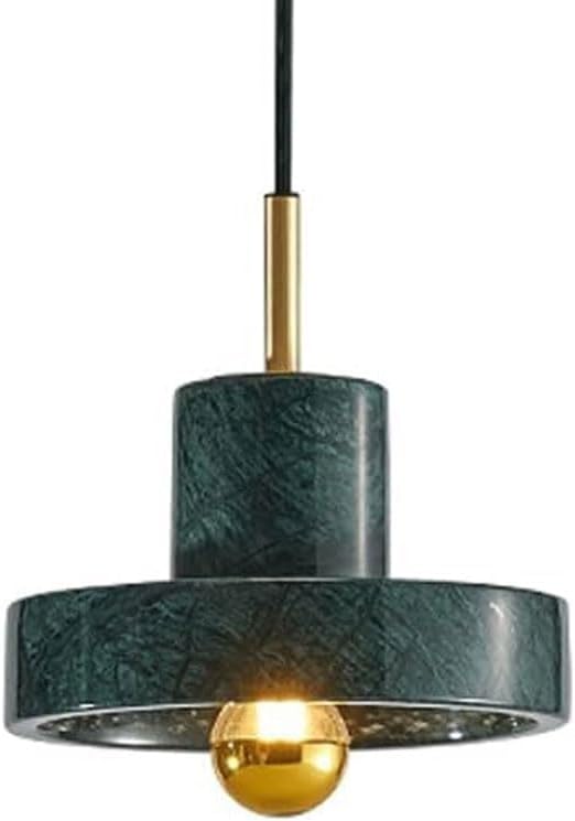 Nordic Light Luxury Marble Hanging Lamp/Modern Simple Creative Pendant Ligh/Bedroom Bedside Hotel Restaurant Shop Decoration Chandeliers/E27/26 Base Single Head Lighting Fixture(Green)