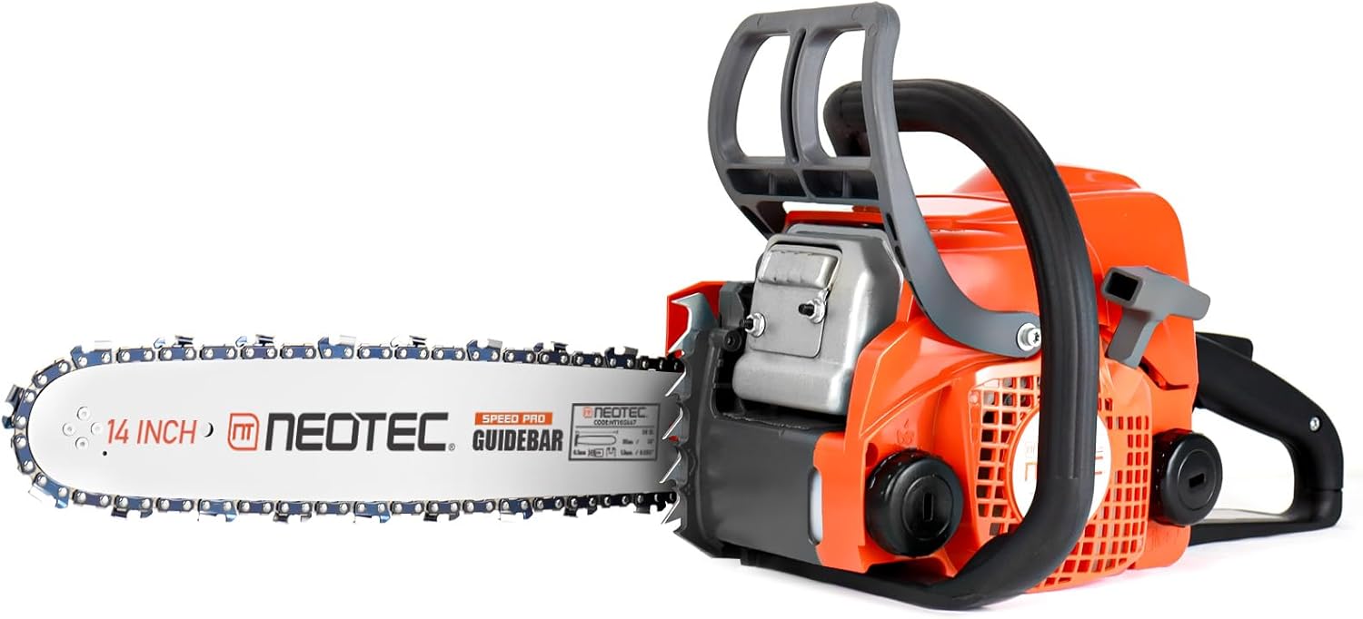 NEOTEC 31.8cc Gas Chainsaw,14 Inch Gasoline Powered Chain Saw 2-Stroke Gas Chainsaws,Durable Portable Chain Saw for Wood Cutting,Tree Pruning and Firewood Preparation NS832