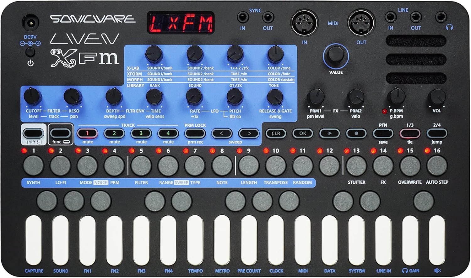 Sonicware Liven XFM [FM Synthesizer Groove Box] 3 new FM engines with 4-track sequencer