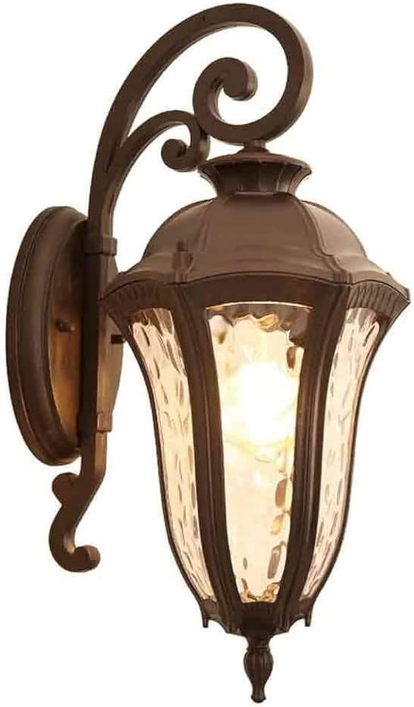 Garden Outdoor Waterproof Wall Lamp Retro Wall Lantern with Glass Shade Large Lighting Fixture Industrial Aluminum Wall Sconce for Porch Courtyard Garden Villa Decor Lamp (Size : Large 25inch)