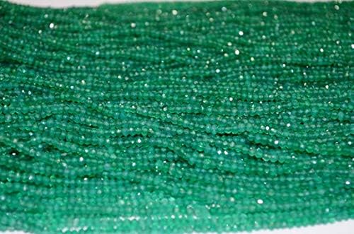 13 inch natural beads strand of 2.5-3mm faceted rondelle green onyx gemstone beads for DIY jewelry - necklace, bracelet, earring, ring.