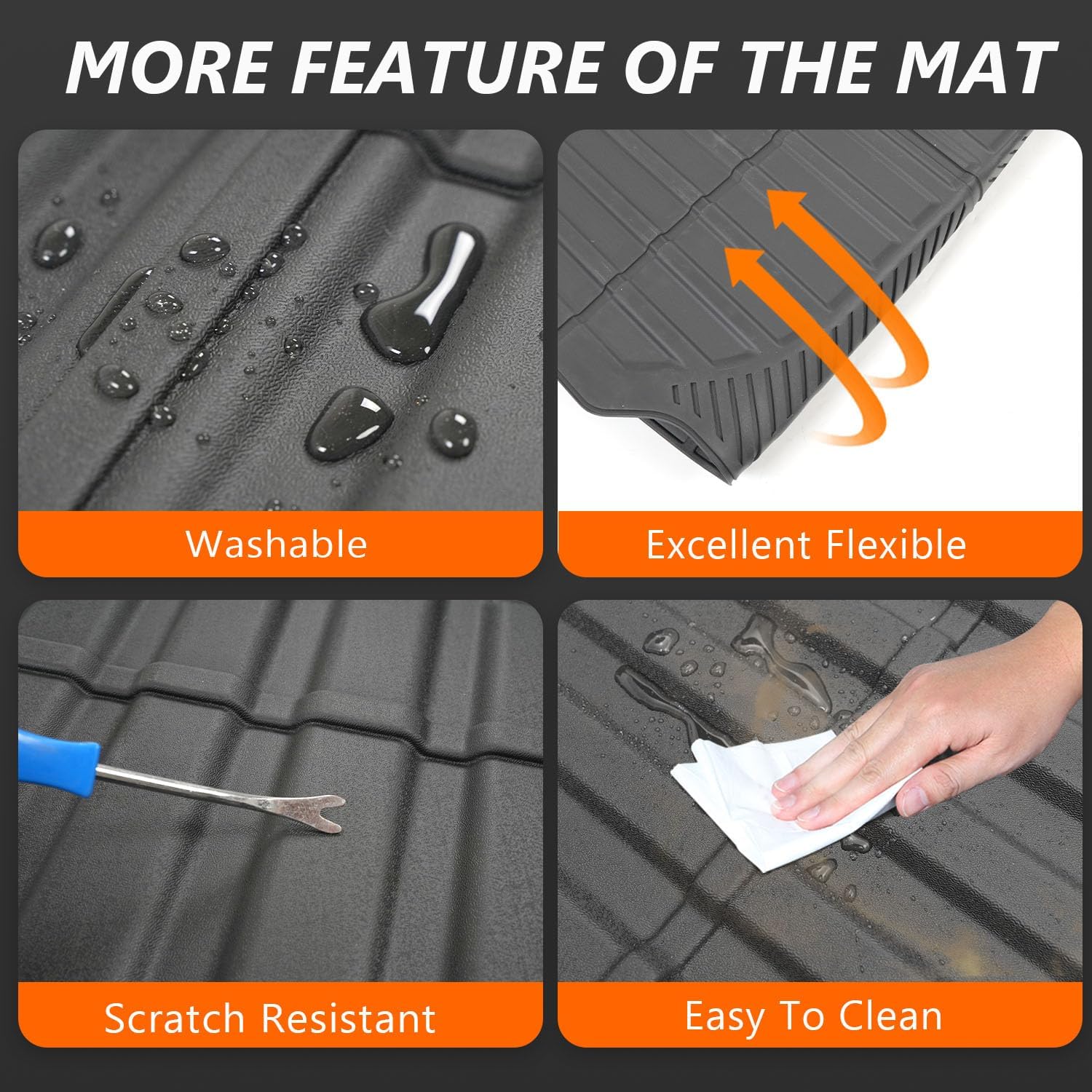 powoq 4.3FT Truck Bed Mat Compatible with 2022-2025 Santa Cruz Truck Bed Liner TPE Bed Mat Truck Liner Replacement for 2022 2023 2024 2025 Santa Cruz Accessories (4.3FT Bed Mat)