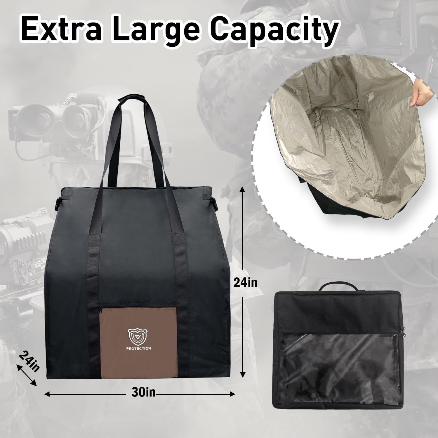 Faraday Bag for Large Generators and Electronics, Military-Grade RF Shielding For Computer Towers,Mobile Devices, EMP Protection Signal Isolation Anti-tracking Data Privacy