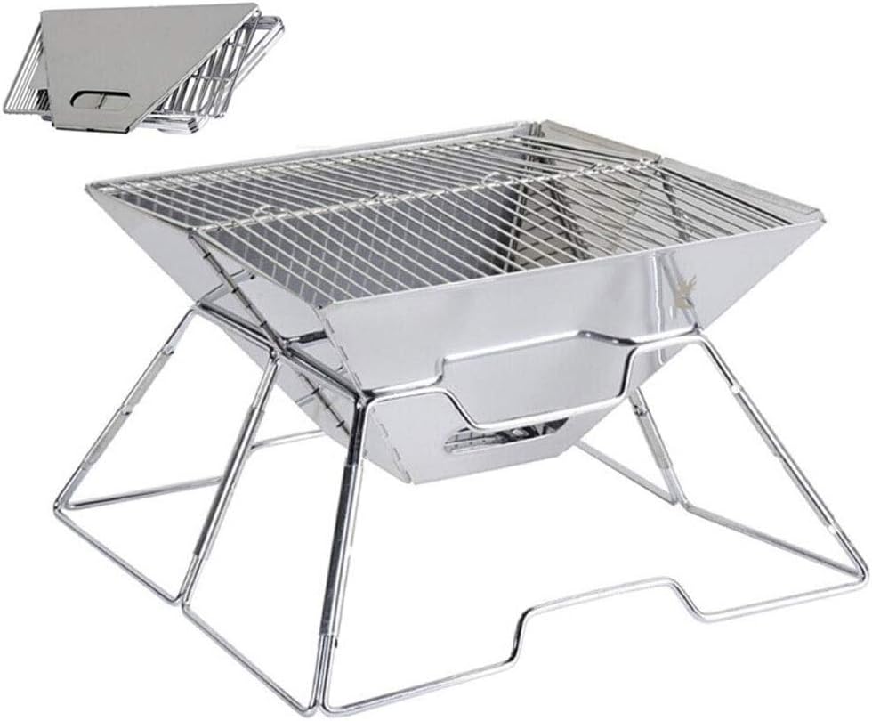 12 inch Folding Fire Pit BBQ Grill Steel Round Bowl, Log Grate, Poker for Patio Backyard Garden Camping Traveling Picnic Bonfire