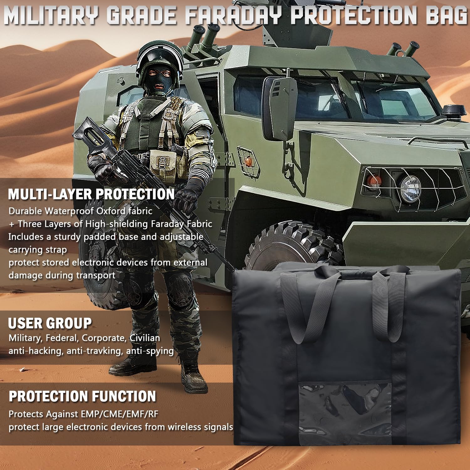 Military-Grade Faraday Bag for Computer Towers & Large Generators for Electronics & Solar Pannels - Faraday Bag for Generator