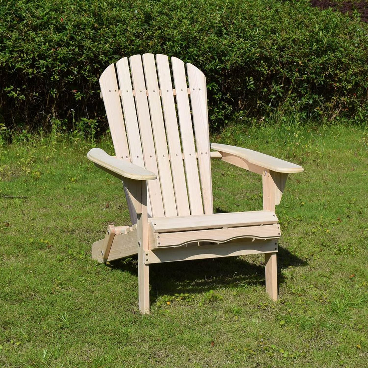 Foldable Wooden Adirondack Chair, Outdoor, Garden, Lawn, Deck Chair, Natural, MPG-ACE010KIT
