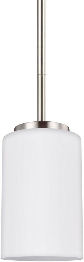 Sea Gull Lighting 61160-962 Oslo One-Light Mini-Pendant Hanging Modern Light Fixture, Brushed Nickel Finish