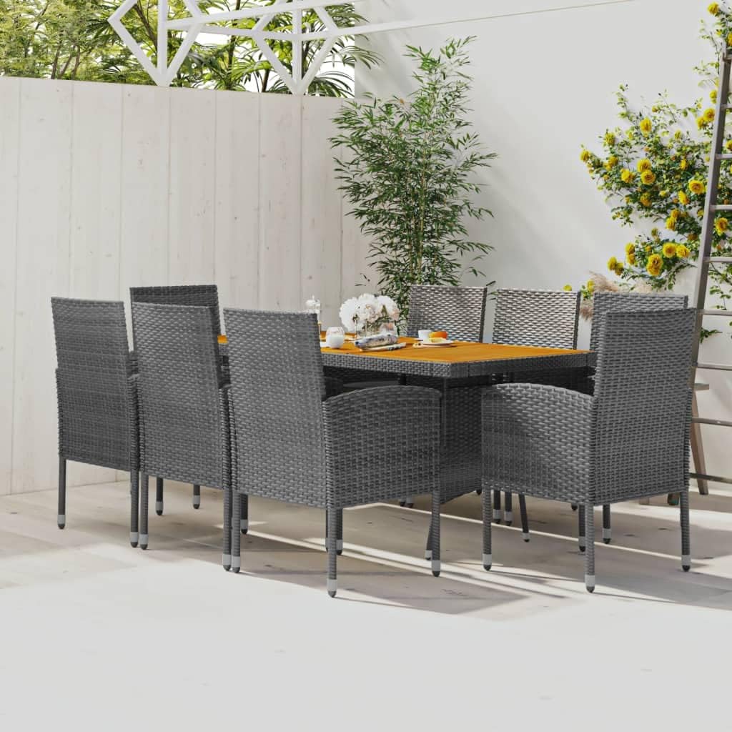 9 Piece Patio Dining Set Poly Rattan Gray,Elegant Outdoor Dining Set: Durable and Comfortable for Patio and Garden Furniture Sets for Patio, Lawn & Garden