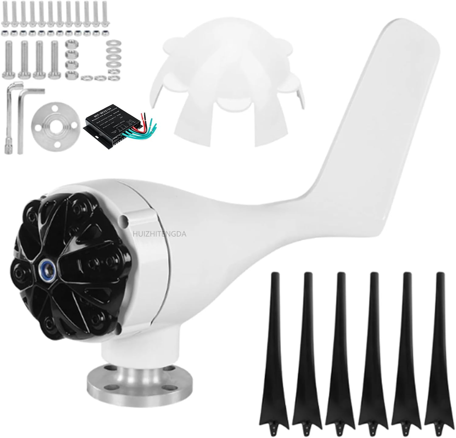 4000W 6 Blade Wind Turbines Generator,12V 24V 48V Efficient Wind Turbines Horizontal Home Power Windmill Energy Turbines with Charge Controller(Black)