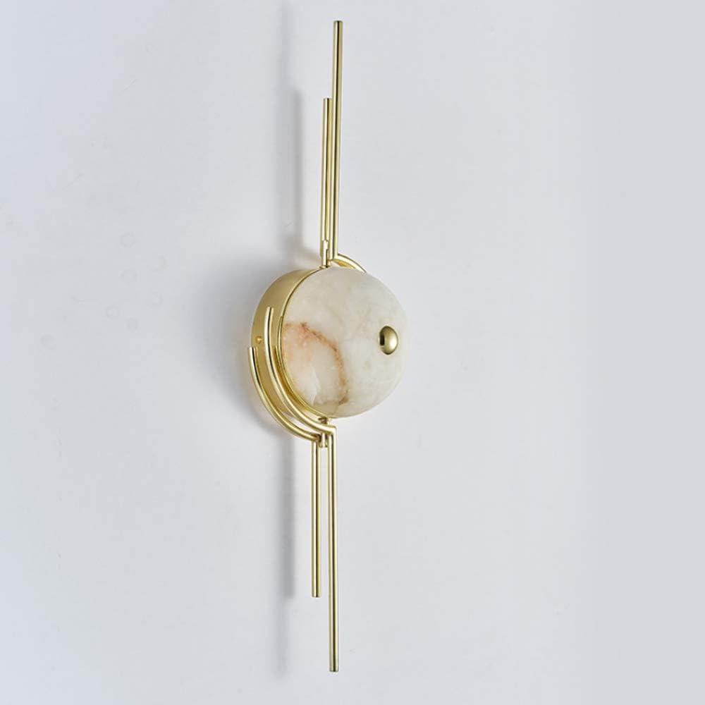 Modern Minimalist Marble Wall Lamp Creative Led Wall Lighting Hardware Wall Lanterns Warm and White Light for Living Room Bedroom Aisle Bedside Wall Sconce,White Light