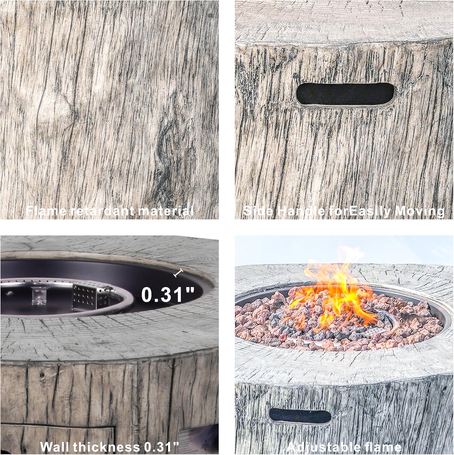 2 in 1 Outdoor Fire Table with 50000 BTU Burner, 40