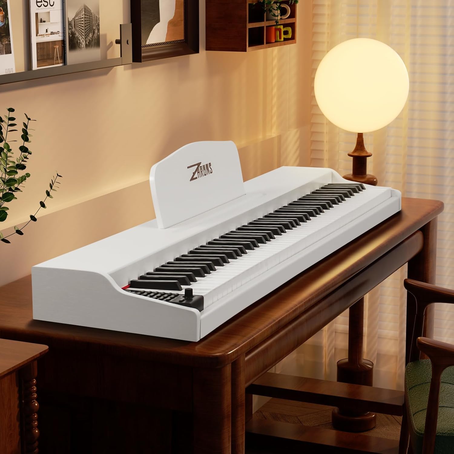 ZHRUNS 88 Key Weighted Keyboard Piano with X-Shape Stand, Sustain Pedal, Power Adapter & Sheet Music Stand - Home Digital Piano, White