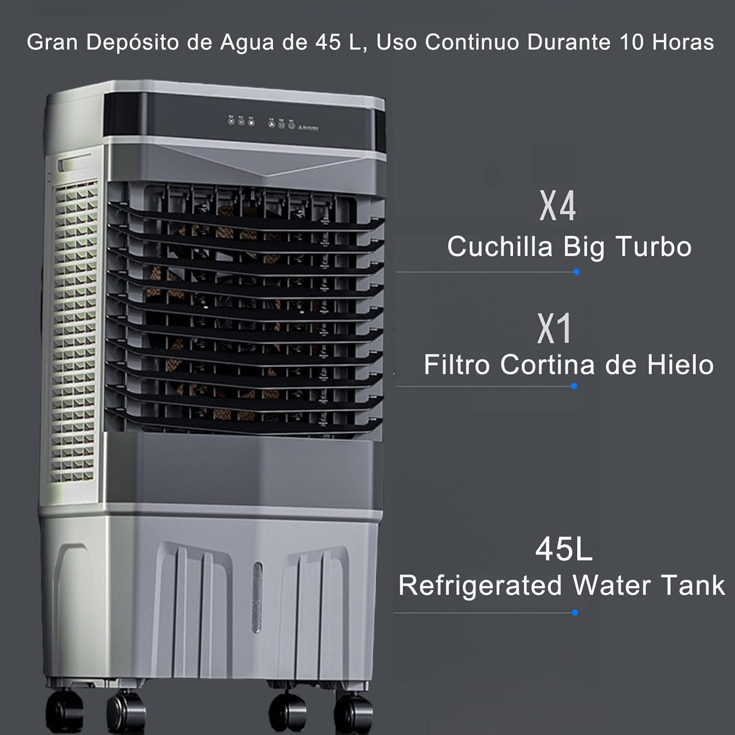 WOLWES Portable Air Coolers for Home, 3 in 1 Evaporative Coolers, Cold Air Fan, 12 H Timing, 3-Speed Automatic Swing, 45L Water Tank (Size : Remote Control+Touch Screen)