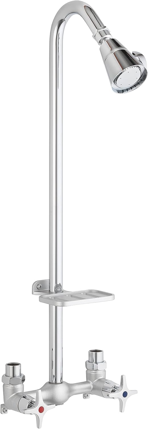 Homewerks 3070-252-CH-B-WS Outdoor Shower Kit with Soap Dish, Corrosion, Rust Resistant Chrome
