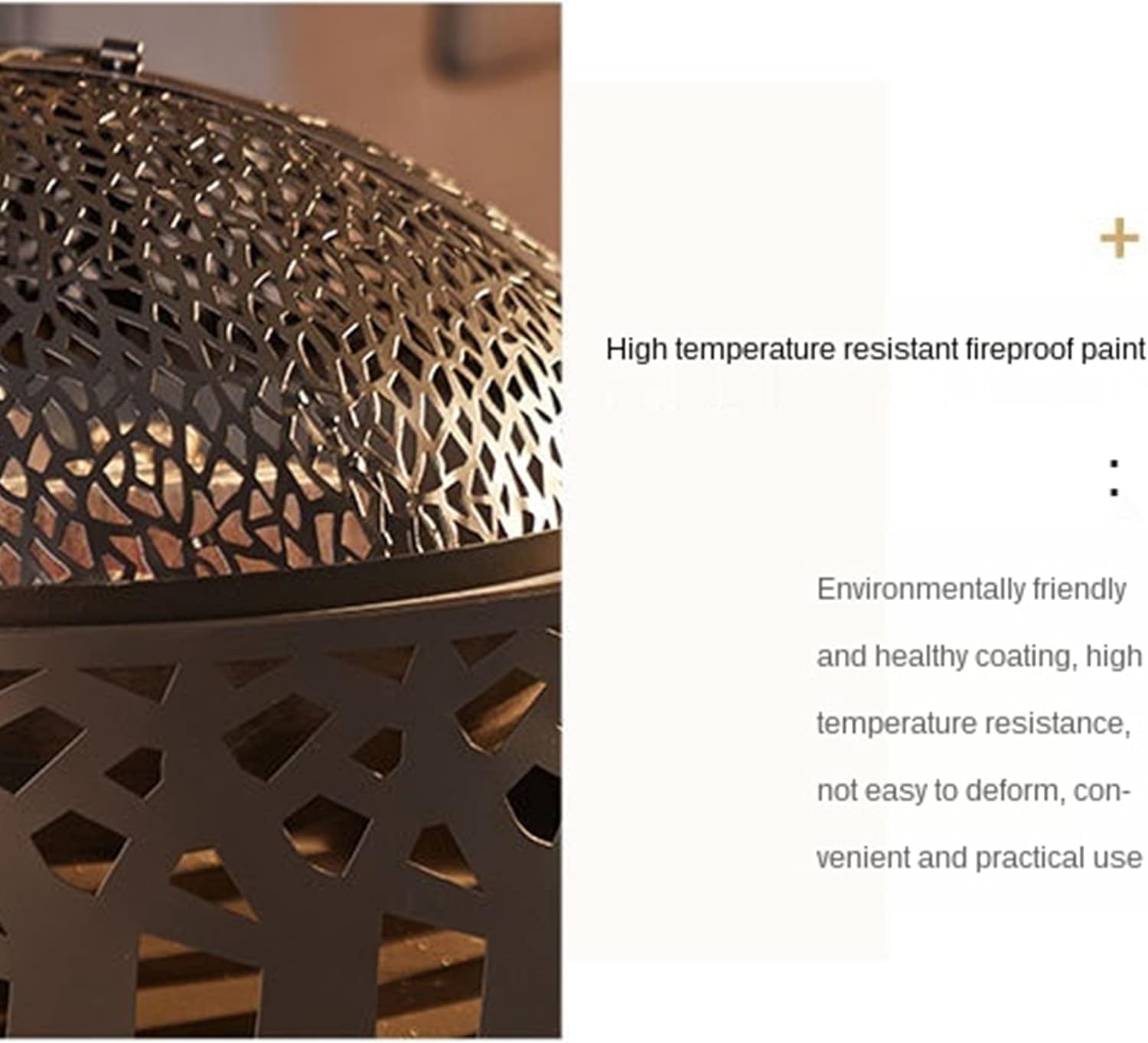 High-end Outdoor Fire Pit w/Spark Screen, Large Bonfire Wood Burning Firepit Bowl, Farmhouse Decorations Fireplace Heating Basin, for Outdoor Backyard Terrace Patio