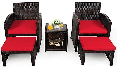 TM Replacement for/Fits Patiojoy 5PCS Patio Rattan Wicker Furniture Set Sofa Ottoman W/Cushions Red Size : 23