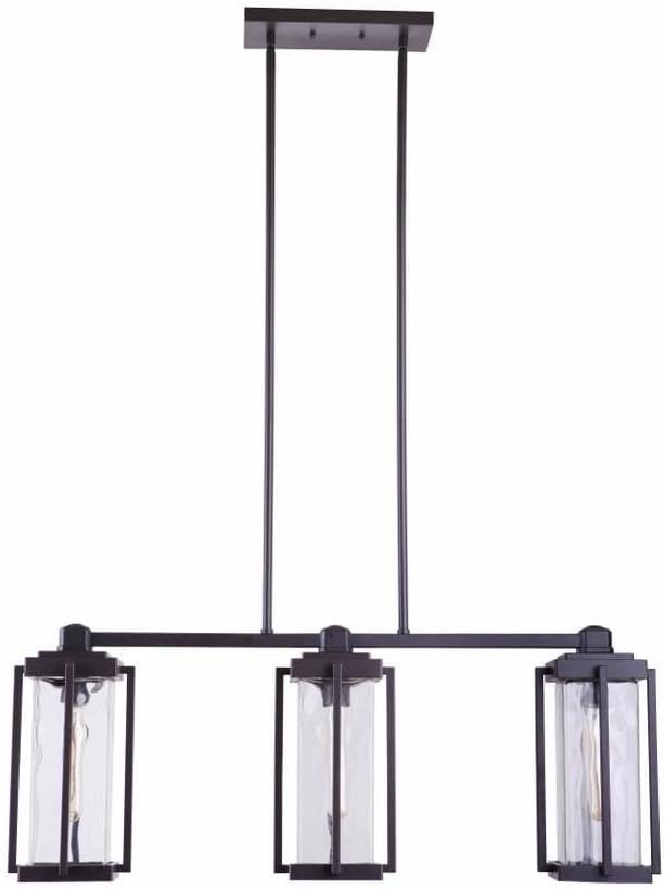 Craftmade 54173-OBG Pyrmont Modern Hammered Water Glass Outdoor Island Pendant, 3-Light 180 Total Watts, Oiled Bronze Gilded, 14