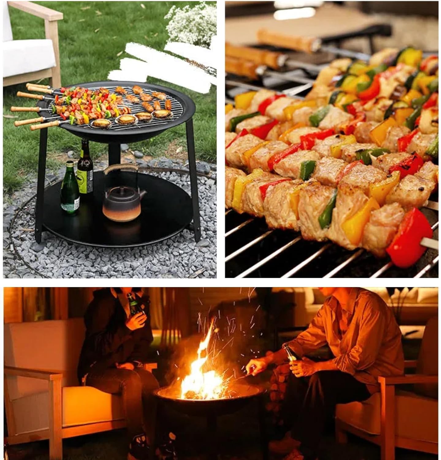 Small Grill Outdoor - Portable Charcoal Grill & FIRE Pit - Ideal for Backyard, Camping & Terrace BBQ - Easy to Assemble & Sturdy Design (Set of Five)