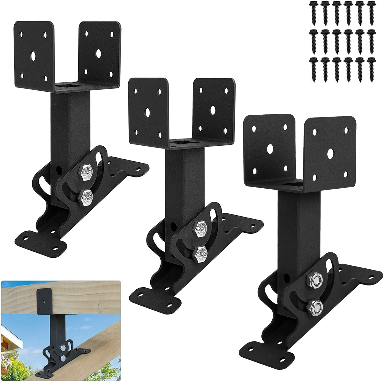 3Pcs Roof Riser Brackets Kit Pergola Roof Riser Beam Bracket, Heavy Duty Roof Mount Brackets 3-1/2