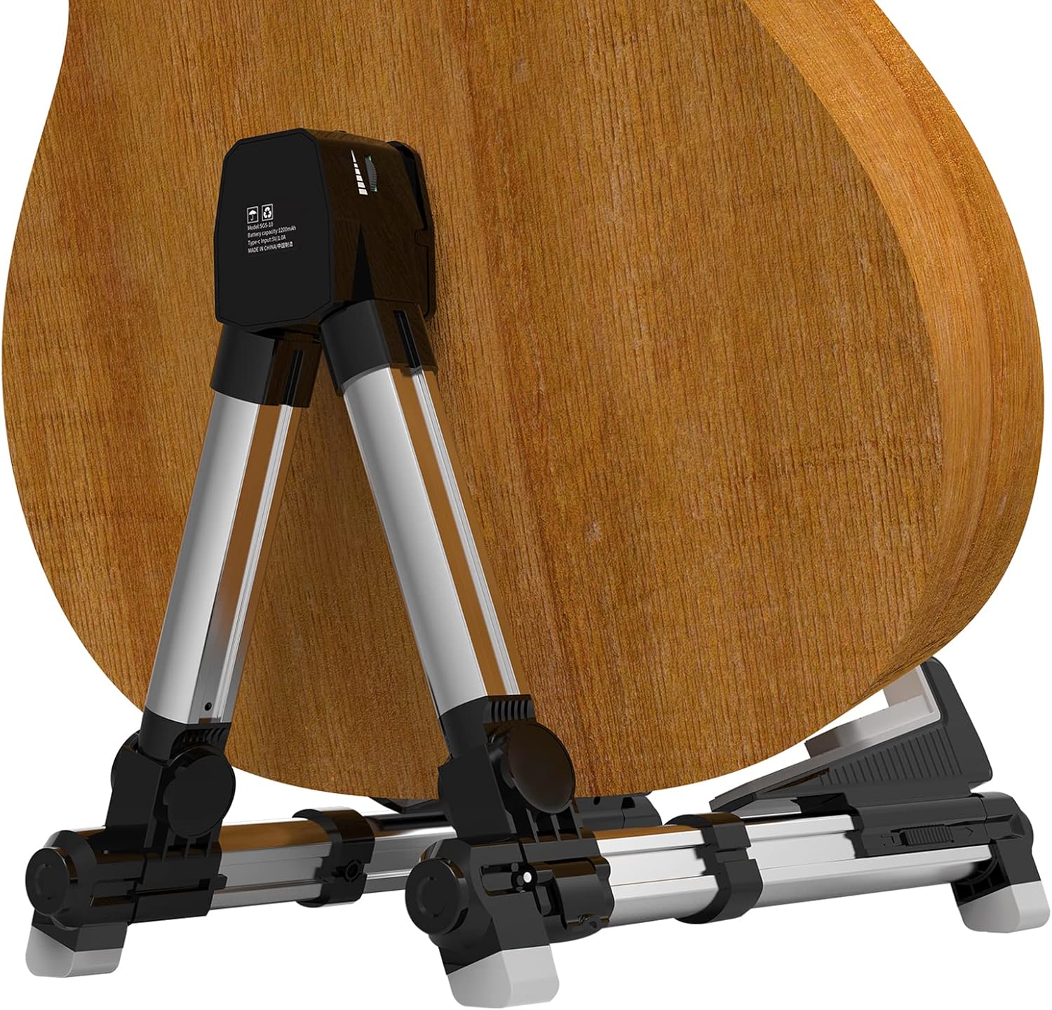 Foldable Aluminum Alloy A Frame Guitar Stand with 3.7V 1200mAh Lithium Battery, TF Card, for Acoustic and Electric Guitars