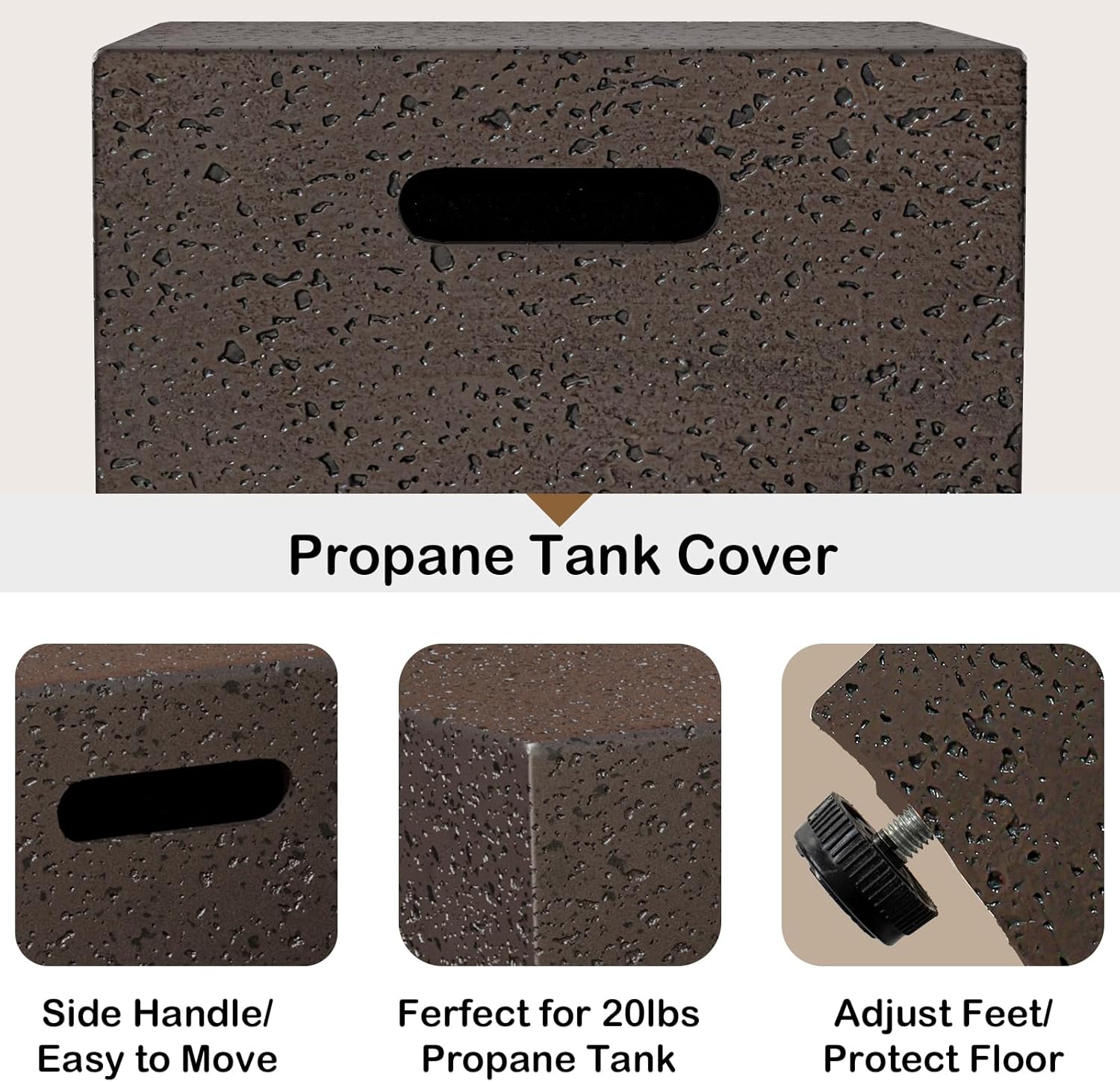 SUNBURY Outdoor Fire Pit Table Propane Gas Fire pits &Outdoor Fireplaces 40.5″ Inch Rounded Firepit Table with Tank Cover, 50,000 BTU Fire Table for Patio Set, Brown