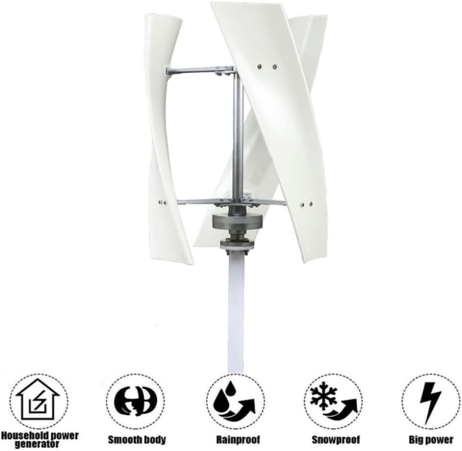Low Wind Speed Start 3 Blades 5000Wvertical Wind Turbine Generator Windmill Kit, 12V 24V 48V 220V Noise Free Portable Outdoor Wind Turbine Generatorwith Controller