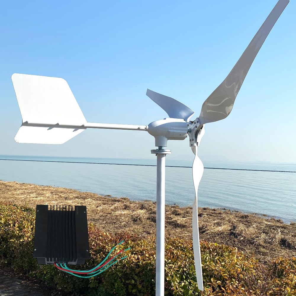 3KW Wind Turbine Generator Kit 3000W 24V with 3 Blades with MPPT Charge Controller Wind Power Generator Windmill for Hybrid Solar Wind System