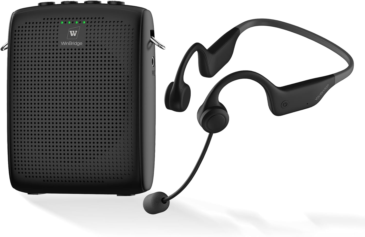 WinBridge Voice Amplifier Wireless Microphone Earhook, Porable Speaker and Mic for Teachers, Mini PA System with Crystal-Clear Original Sound, Fitness Ear-Secured Microphone for Public Speaking WB007