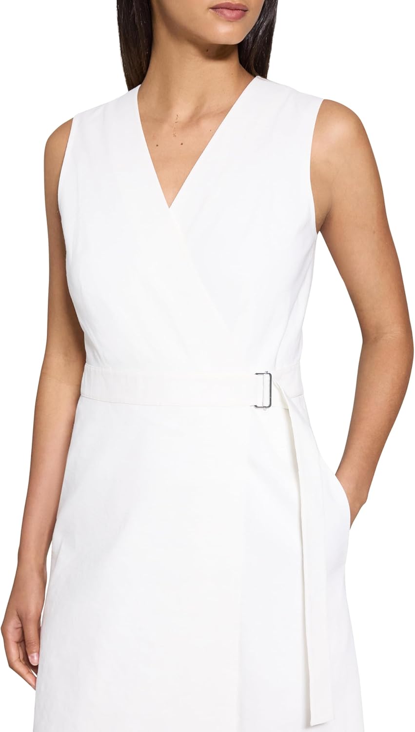 Theory Women's Linen Wrap Midi Dress