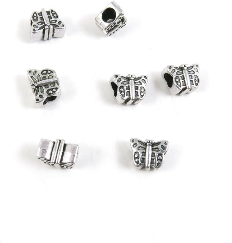 560 Pieces Antique Silver Tone Jewelry Making Charms Findings Fashion Wholesale Supplies Pendant Lots Bulk Supply E9YO5R Butterfly Loose Beads
