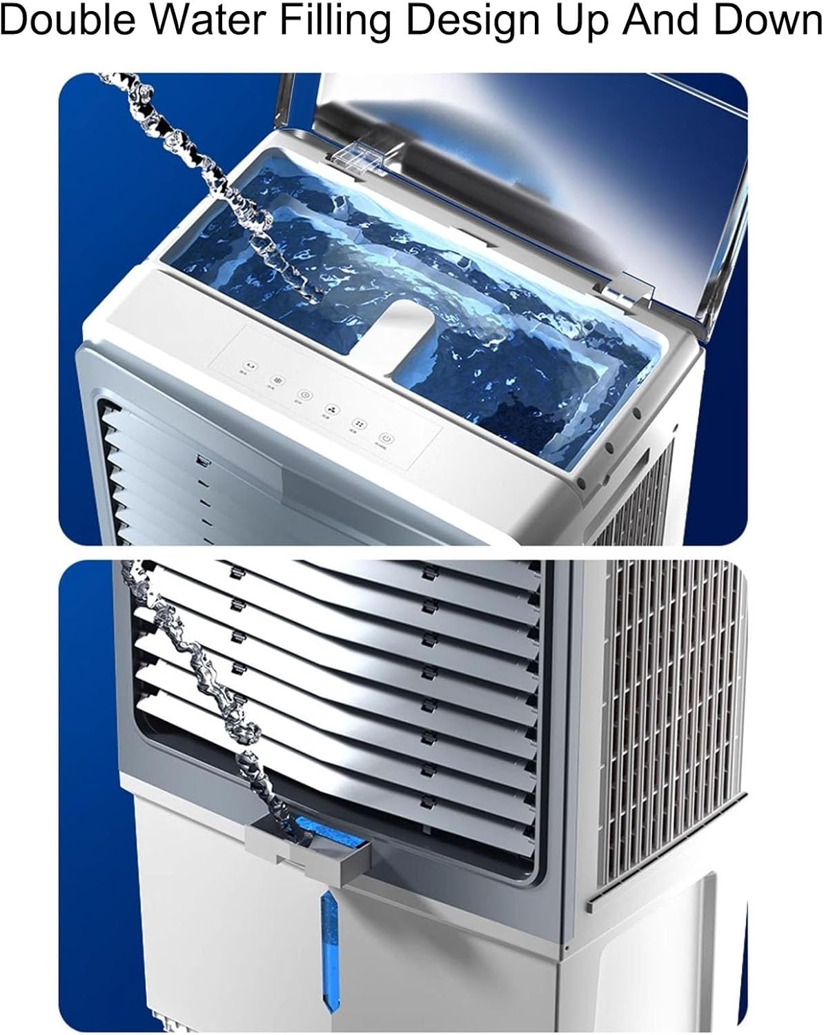 4 in 1 Evaporative Air Cooler, Swamp Cooler Air Conditioner with 3-Speed, Industrial Air Conditioning Fan with 80L Large Water Tank, 120° Oscillation, for Yard, Porch, Factory, Office, Commercial