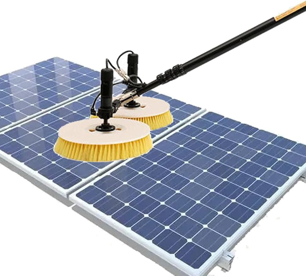 Cleaning Brush Electric Window Cleaning Pole Cleaner Kit, Extendable Pool Cleaning Brush, Double Head Automatic Solar Panel Cleaning Brush Tool