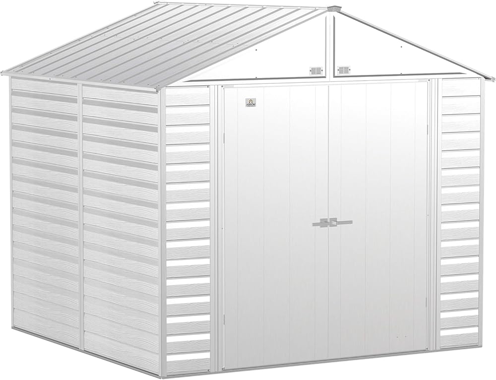 Arrow Sheds 8' x 8' Outdoor Steel Storage Shed, Light Grey