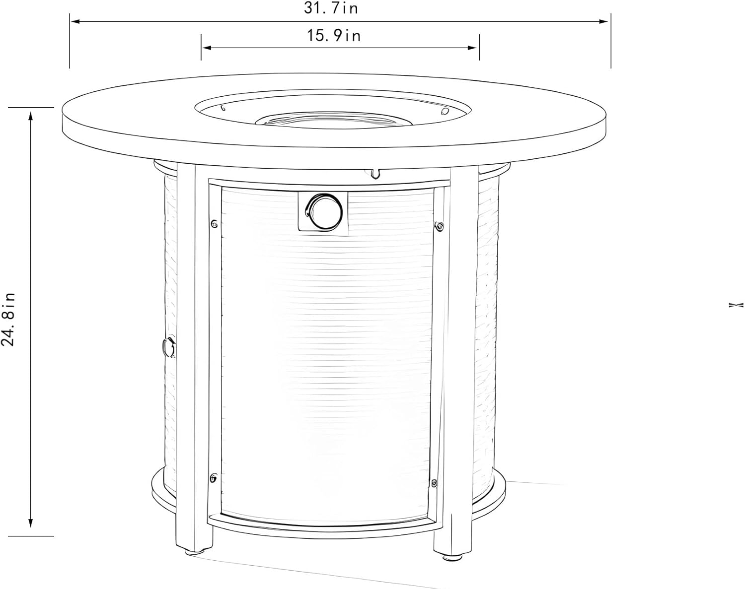 32-Inch Round Steel Fire Pit Table in Matte Black, Heavy-Duty Propane Heater Generates 50,000 BTU for Enhanced Outdoor Entertainment in Patio and Garden Spaces