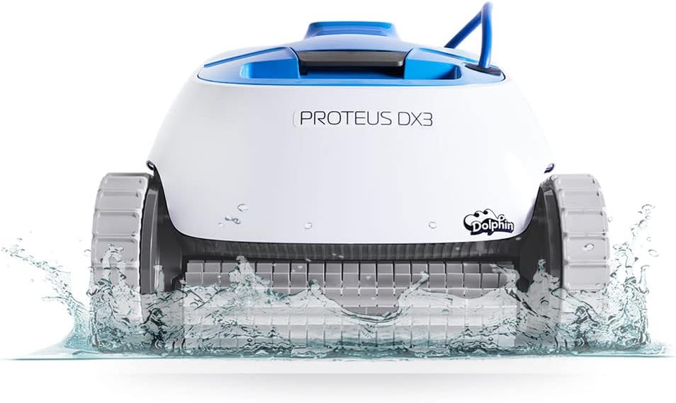Dolphin Proteus DX3 Automatic Robotic Pool Vacuum Cleaner, Wall Climbing, Active Scrubber Brush, Ideal for In-ground Pools up to 33 FT in Length