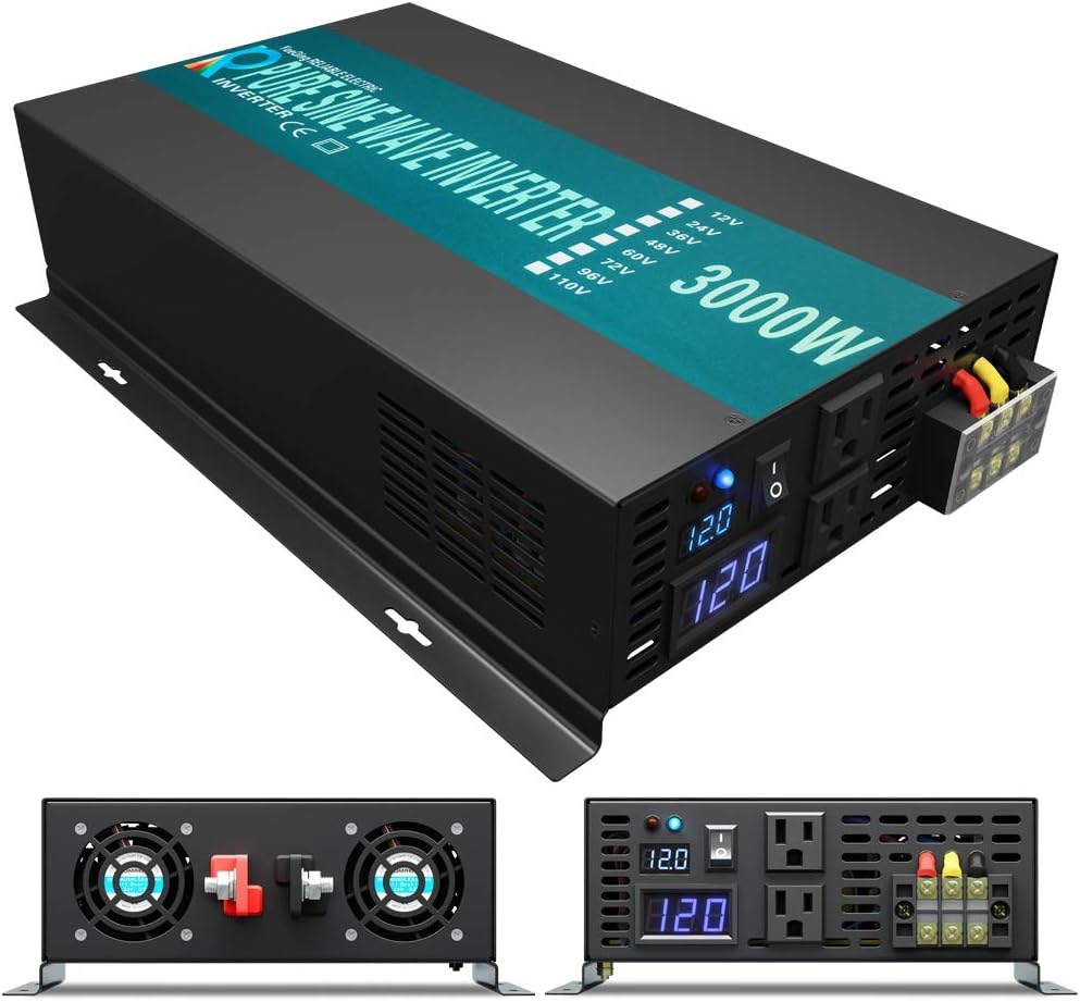 WZRELB RBPRC300012 3000W 12V 110~120V Pure Sine Wave Solar Power Inverter with Remote Control Switch